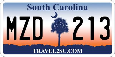 SC license plate MZD213