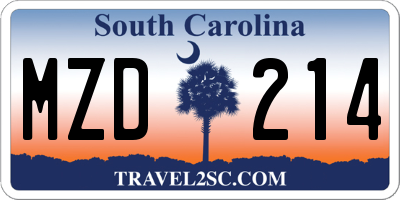 SC license plate MZD214