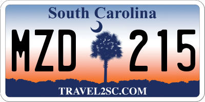 SC license plate MZD215