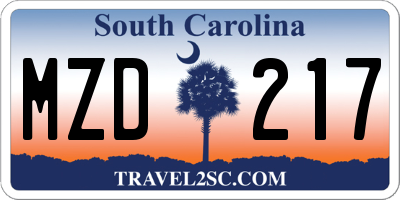 SC license plate MZD217