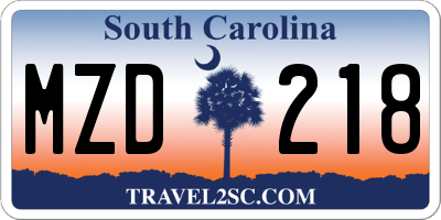 SC license plate MZD218