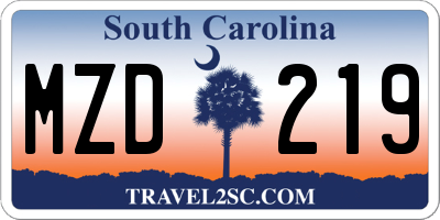 SC license plate MZD219
