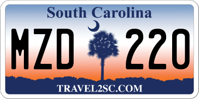 SC license plate MZD220