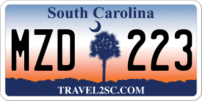 SC license plate MZD223