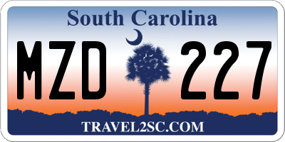 SC license plate MZD227