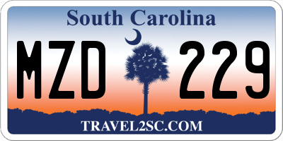 SC license plate MZD229