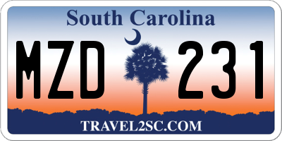 SC license plate MZD231