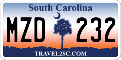 SC license plate MZD232