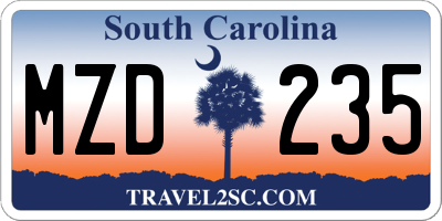 SC license plate MZD235