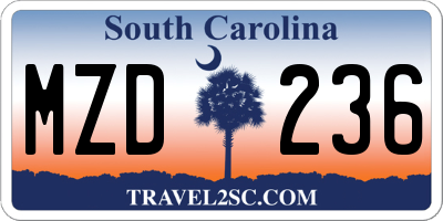 SC license plate MZD236