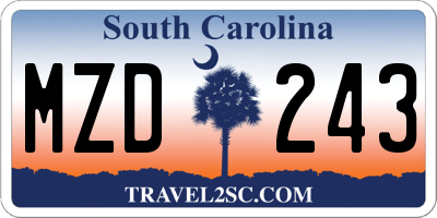 SC license plate MZD243