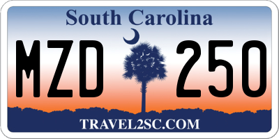 SC license plate MZD250