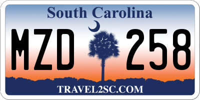 SC license plate MZD258
