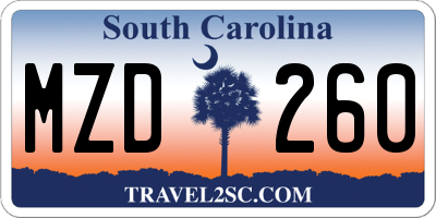SC license plate MZD260