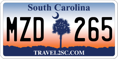 SC license plate MZD265