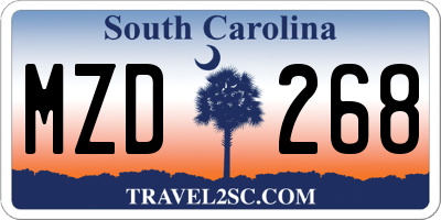 SC license plate MZD268