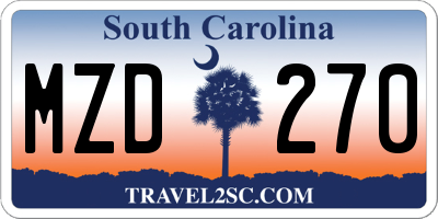 SC license plate MZD270