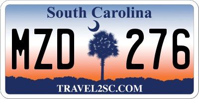 SC license plate MZD276