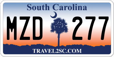 SC license plate MZD277
