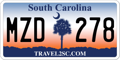 SC license plate MZD278