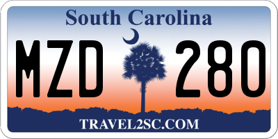 SC license plate MZD280