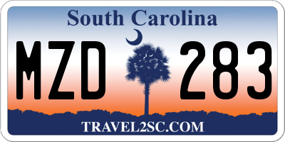 SC license plate MZD283