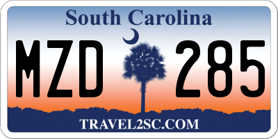 SC license plate MZD285