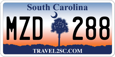 SC license plate MZD288