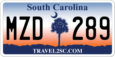 SC license plate MZD289