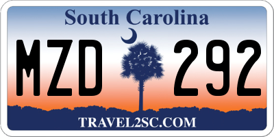 SC license plate MZD292