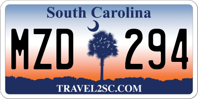 SC license plate MZD294