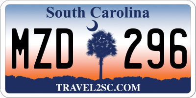 SC license plate MZD296