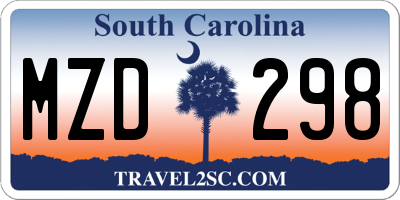 SC license plate MZD298