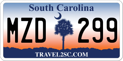 SC license plate MZD299