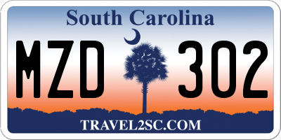 SC license plate MZD302
