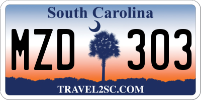 SC license plate MZD303