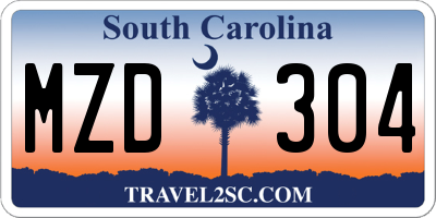 SC license plate MZD304