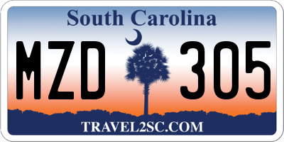 SC license plate MZD305