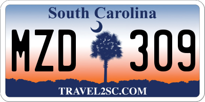 SC license plate MZD309