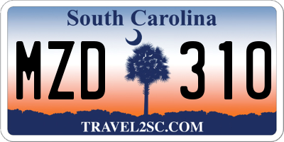 SC license plate MZD310