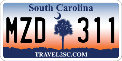 SC license plate MZD311