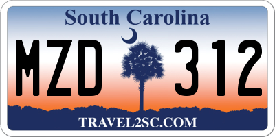 SC license plate MZD312