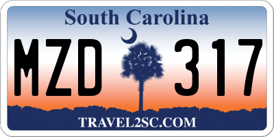 SC license plate MZD317