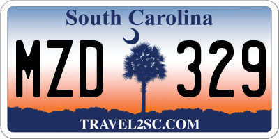SC license plate MZD329
