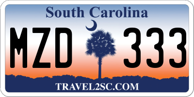 SC license plate MZD333