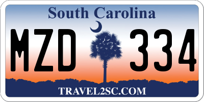 SC license plate MZD334