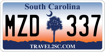 SC license plate MZD337