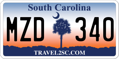 SC license plate MZD340
