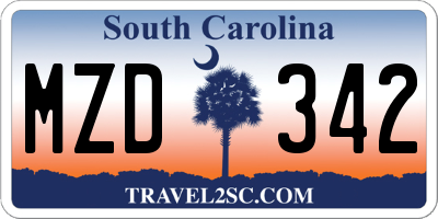 SC license plate MZD342