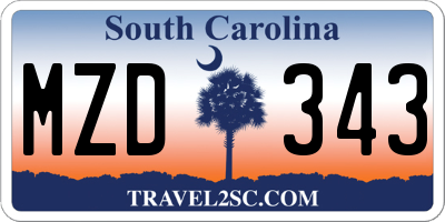 SC license plate MZD343